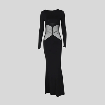 Elegant Hollow Out Maxi Dress - Black