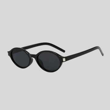 Small Oval Sunglasses With Black Rivet Decorative - Black