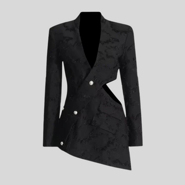 Elegant Hollow Out Designer Jacket - Black