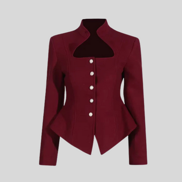 Chic Spliced Slimming Jacket - Burgundy