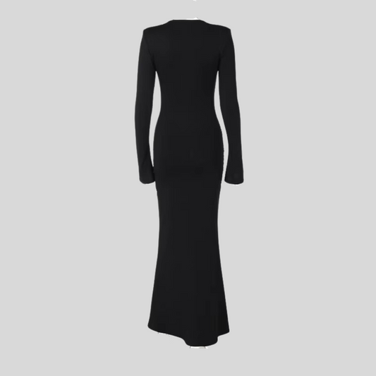 Long Sleeve High Waist Dress - Black