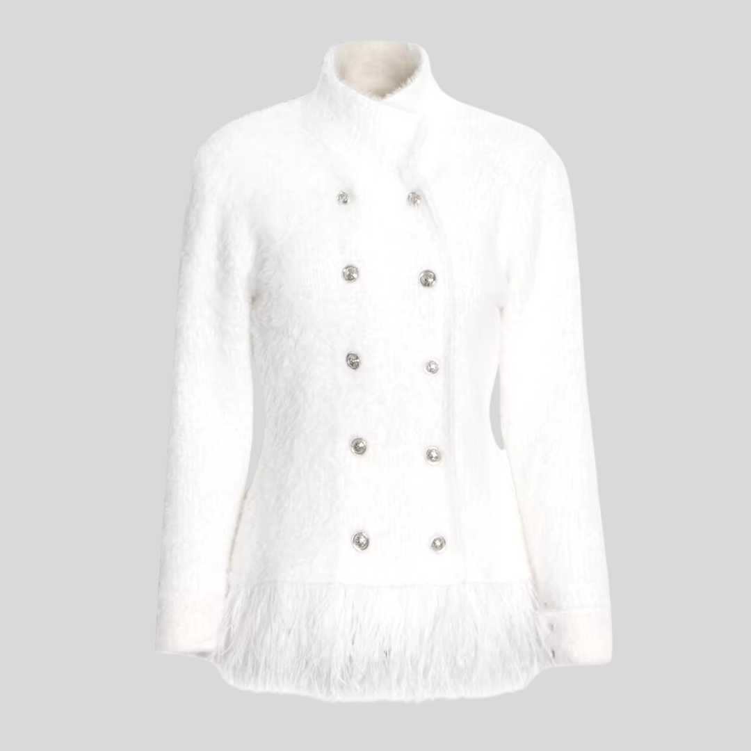 Elegant Stand Collar Jacket - White