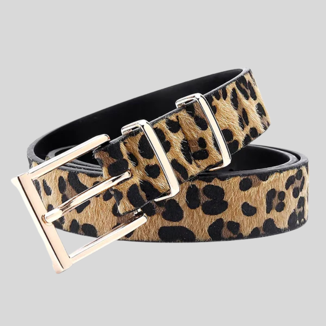 Elegant Rose Gold Buckle Belt - Leopard