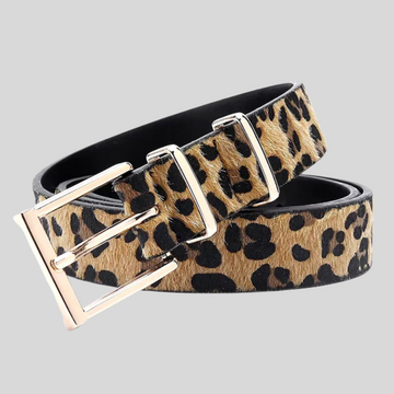 Elegant Rose Gold Buckle Belt - Leopard