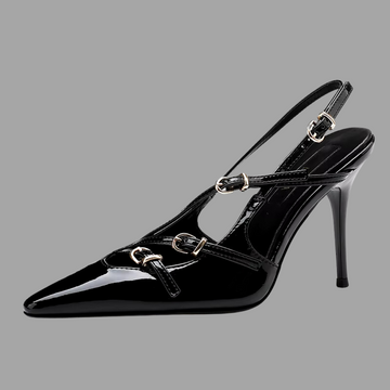 Shiny Slingback Heels - Black