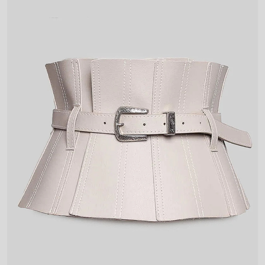 Stylish  Adjustable Lacing Vegan Leather Corset - Grey