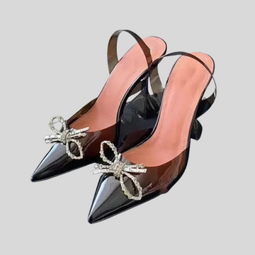 Chic Butterfly Knot Transparent High Heels - Black