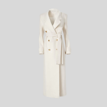 Chic Long Coat with Bold Wide Lapels - Ivory