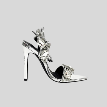 Rhinestone High Heels - Silver - Gold