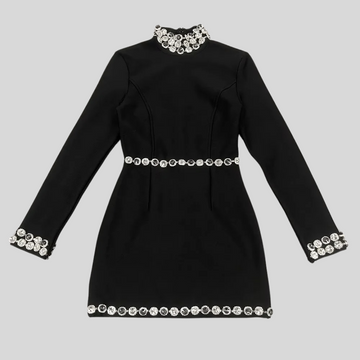 Elegant Diamond Mini Dress - Black