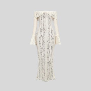 Solid Slimming Lace Dress - White
