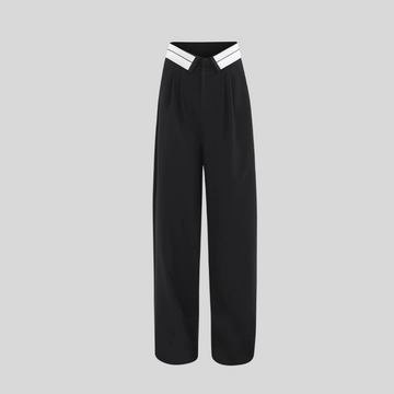 Chic Wide-Legged Trousers - Black - Gray