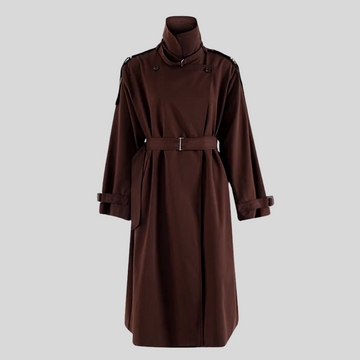 Elegant Trench Coat with Belt - Burgundy