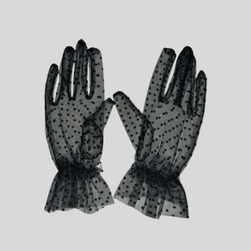 Transparent Lace Gloves - Black