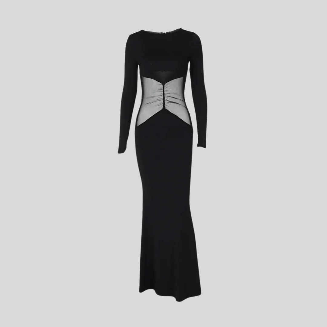 Elegant  Hollow Out Maxi Dress - Black