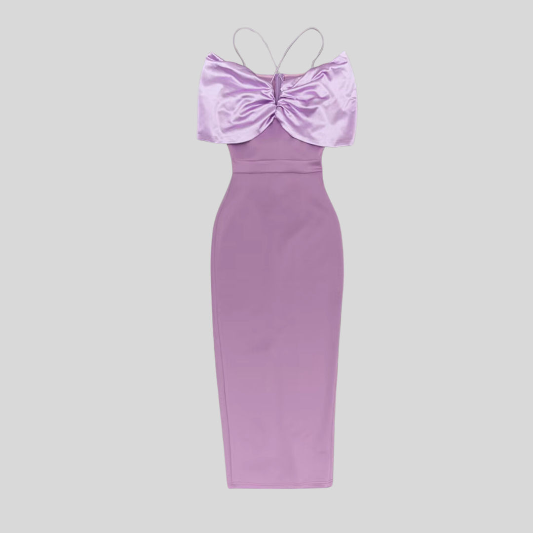 Dress Strap Shoulder Sleeve Dress - Lavender