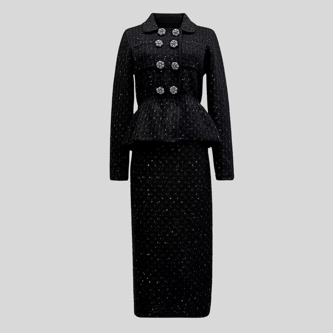 Diamonds Knitted Dress - Black