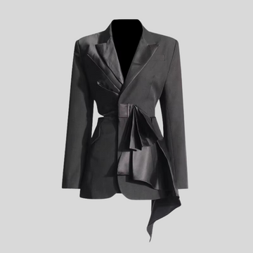 Exquisite Off-Center Blazer with Back Cut-Out - Black