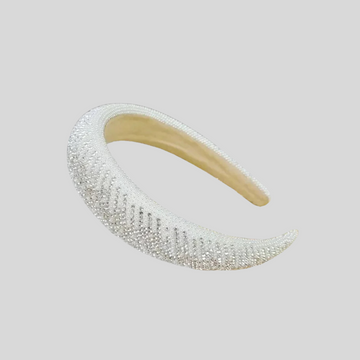 Sparkling Headband With Pearl Embellishments - White