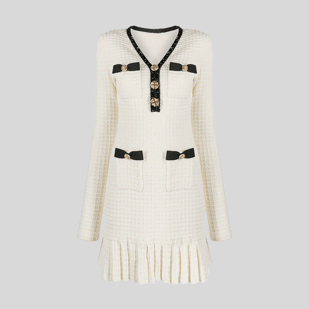 Chic Textured Knit Dress - Ivory