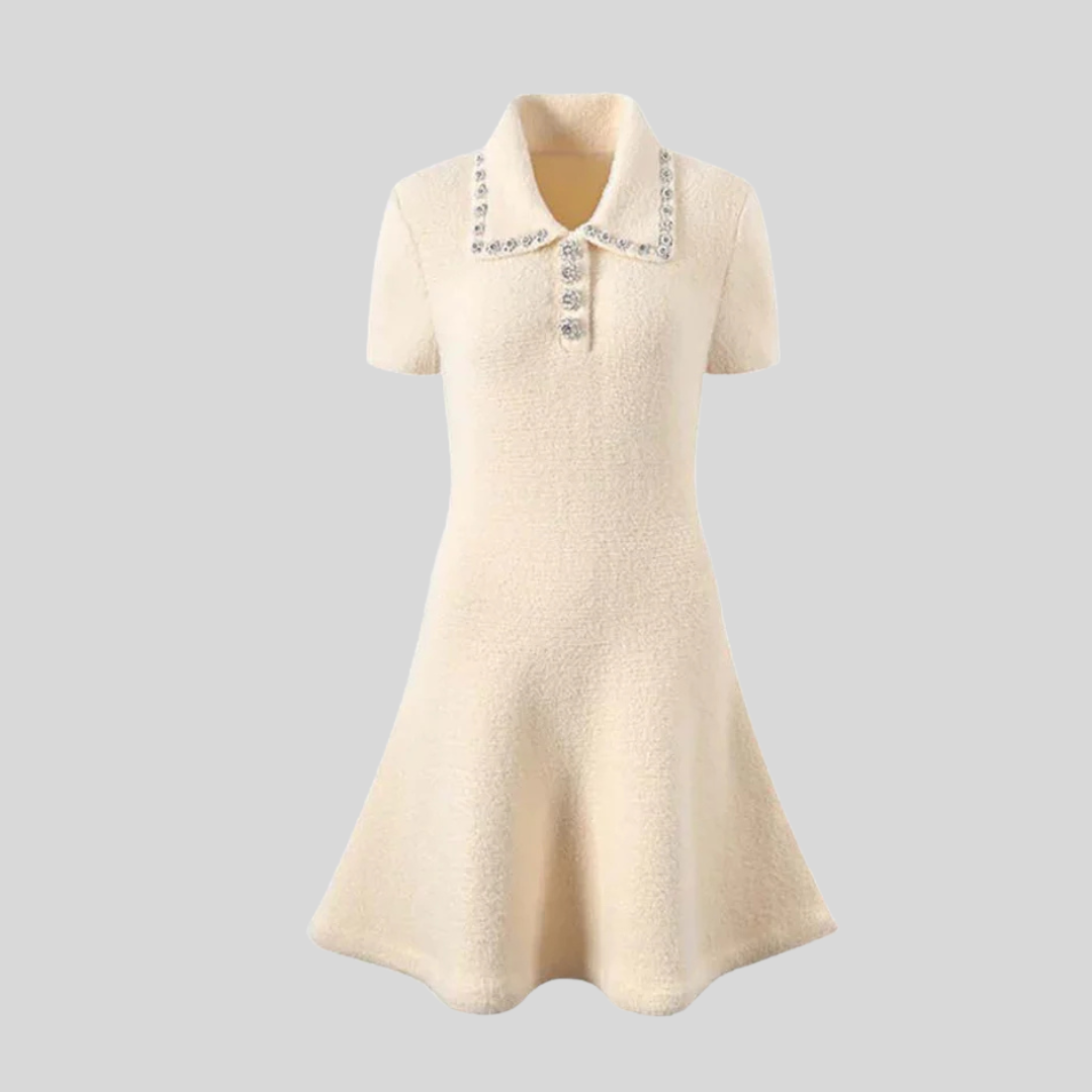 Elegant Soft Short Sleeve Dress - Ivory