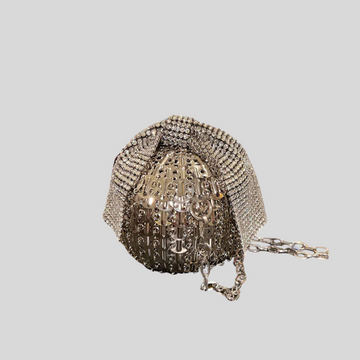 Glamorous Shimmering Metallic Sphere Bag - Silver