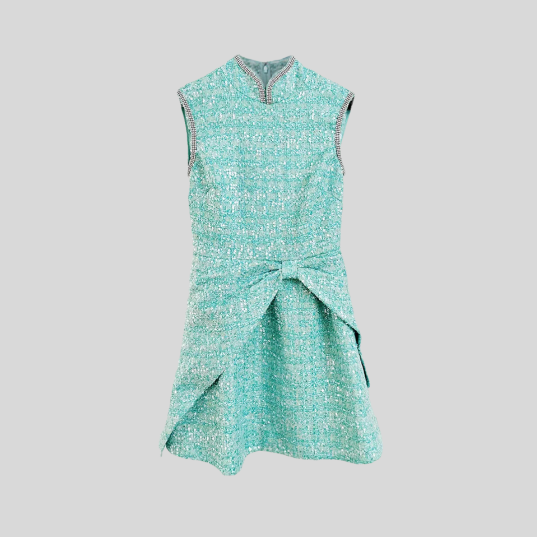 "Chic Short Knitted Dress - Turquoise