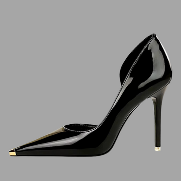 Glossy Leather Heels - Black