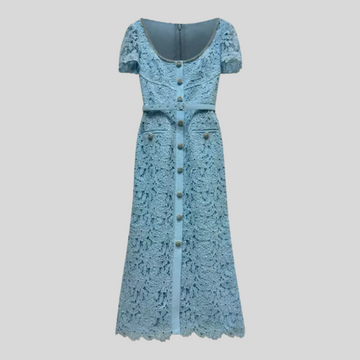 Elegant Azure Midi Dress - Baby Blue