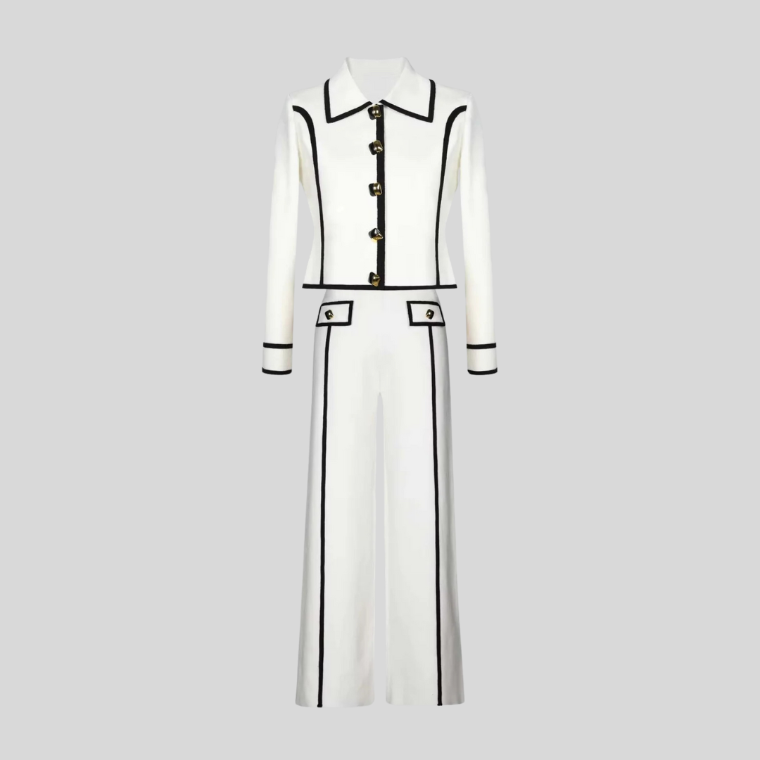 Tailored Ensemble With Contrasting Trim - White