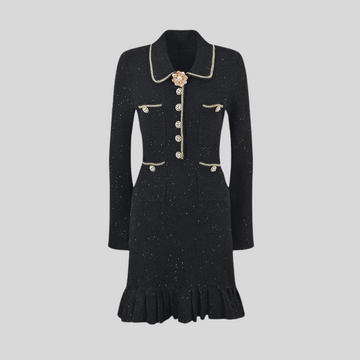 Knit textured dress - Black