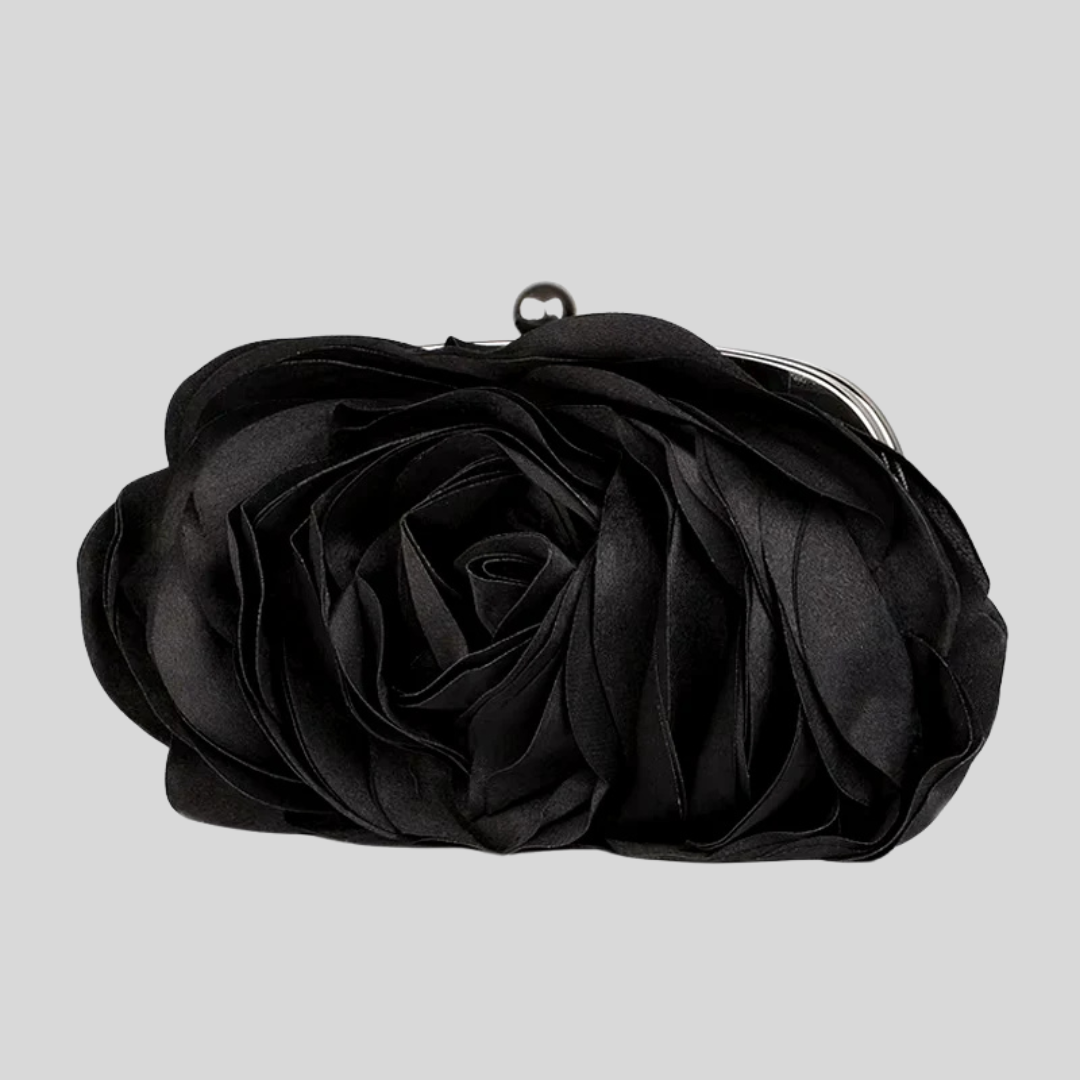 Chic Rose Flower Handbag - Black