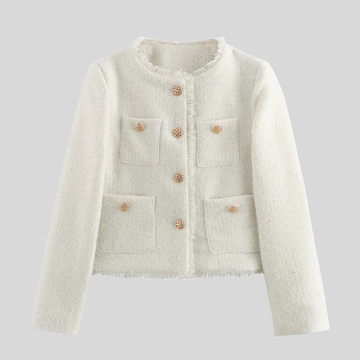 Elegant Tweed Cropped Jacket - Ivory