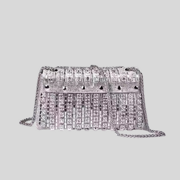 Sparkling Woven Purse Adorned with Rhinestone Accents