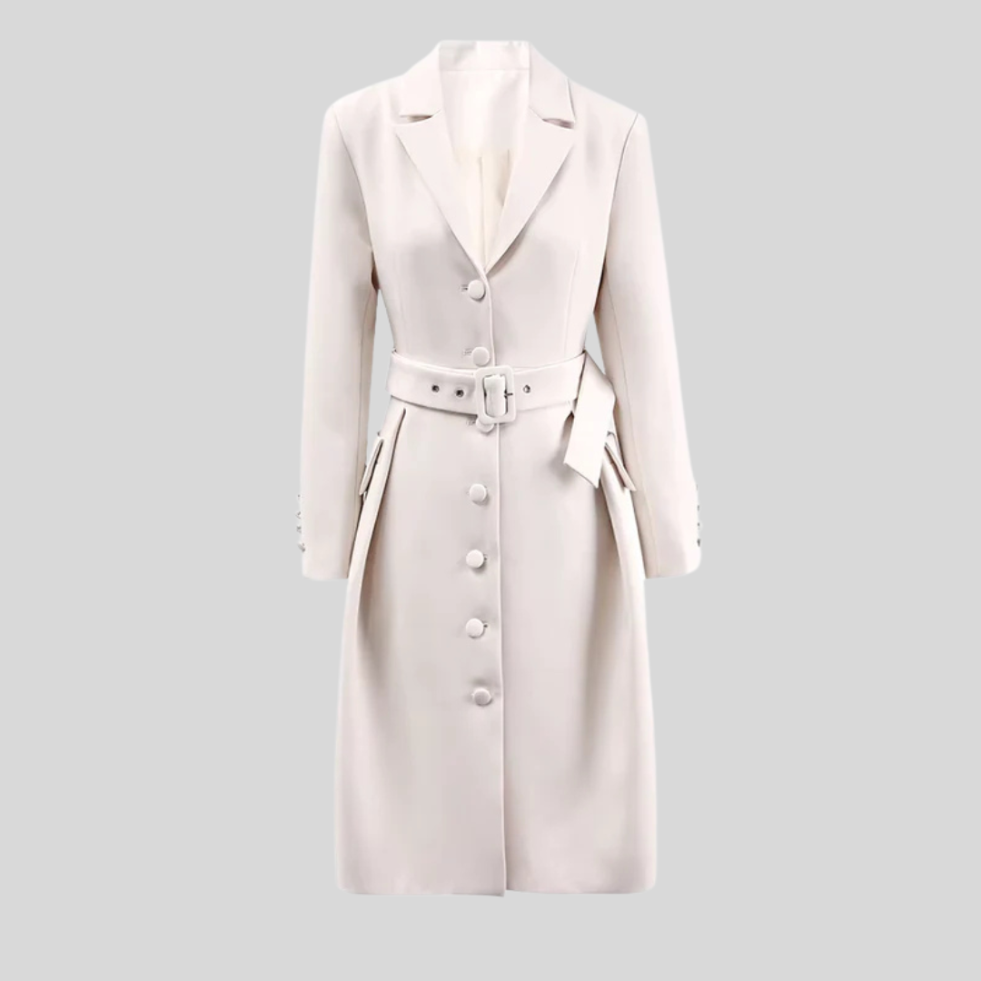 Belted Long Sleeve Trench Coat - Beige