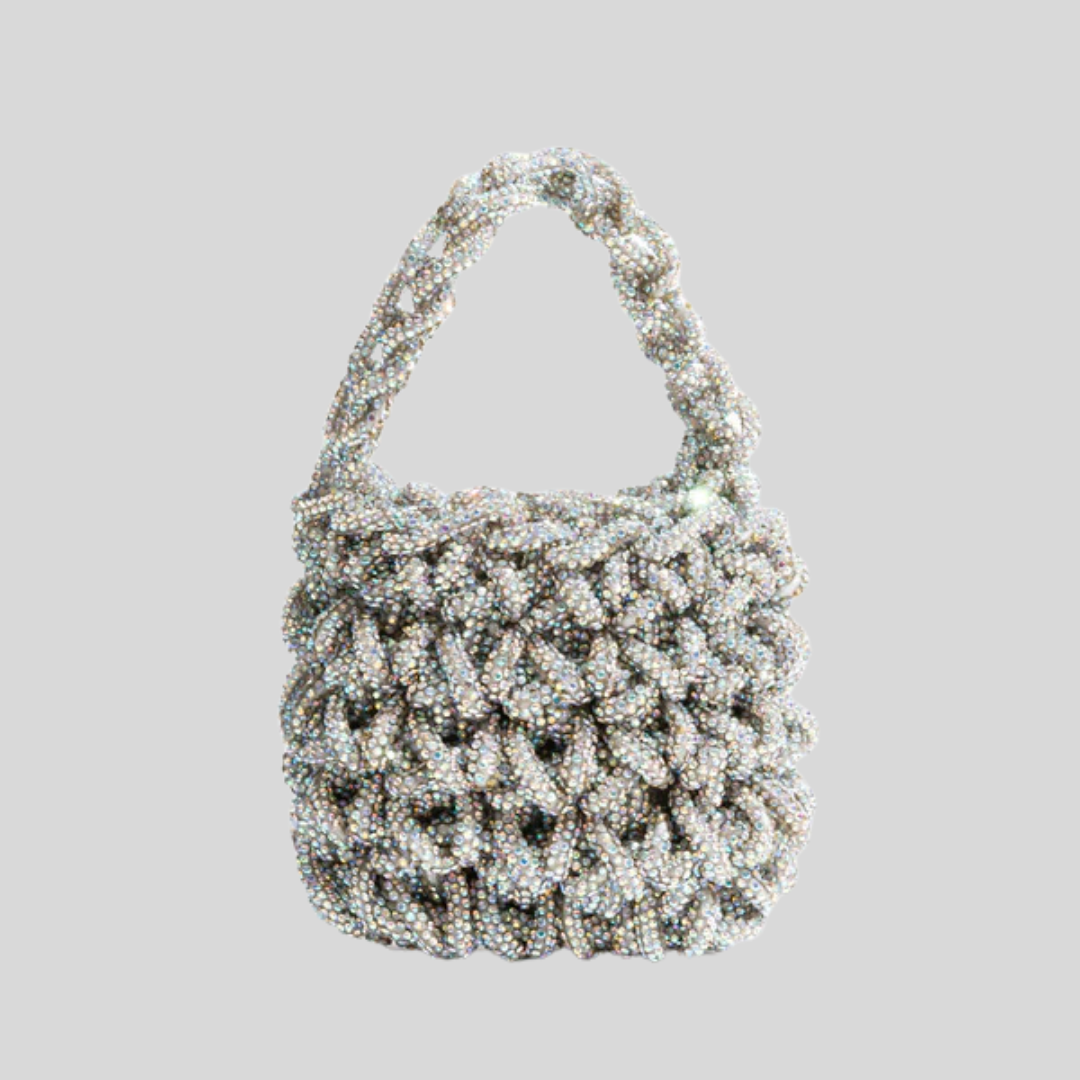 Sparkling Rhinestones Handbags - Silver - Black