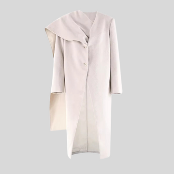 Elegant  Scarf Collar Loose Overcoat - Beige