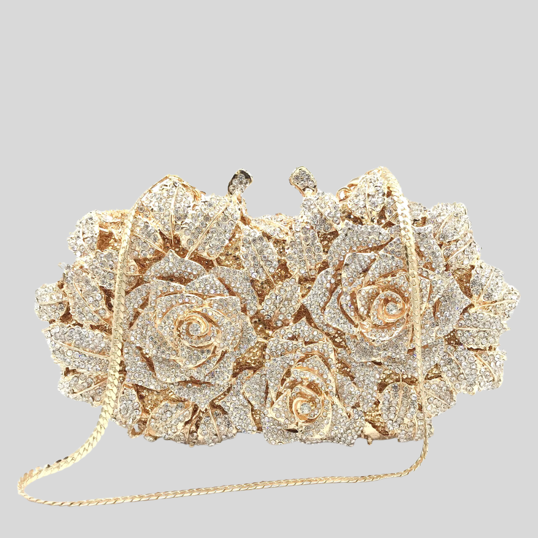 Glamorous Clutch with Stunning Crystal Details - Gold - Silver