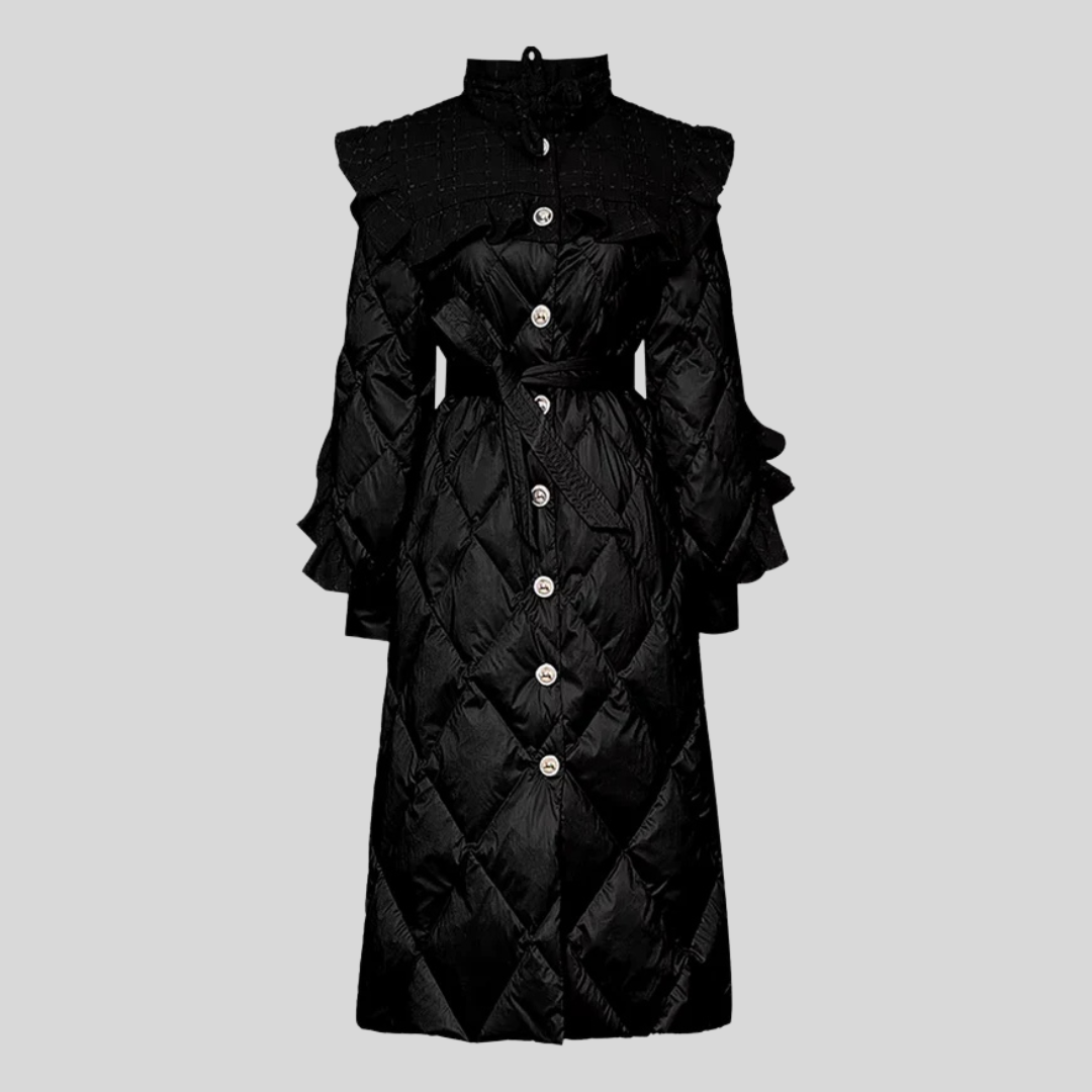 Elegant French Long Sleeve Coat - Black