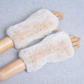 New Women 100% Real Genuine Knitted Rex Rabbit Fur Mittens Winter Warm Lady Real Fur Fingerless Gloves Handmade Knit Fur Mitten