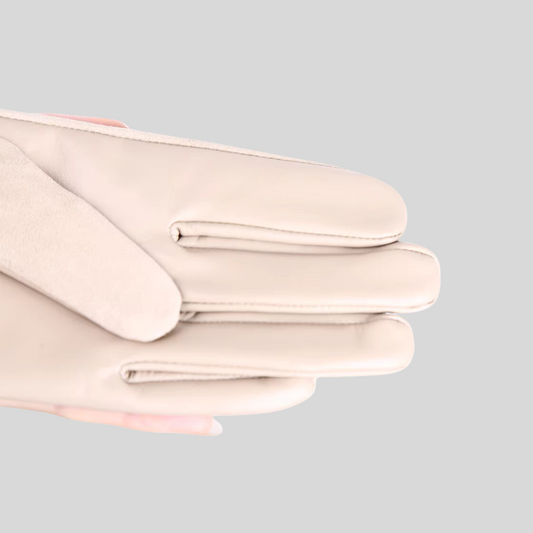 Elegant Gloves Suede Accents & Vegan Leather - Beige