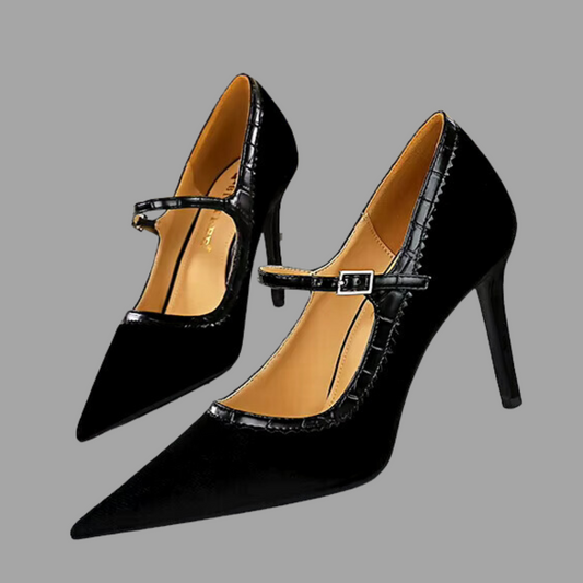 Elegant Suede High Heels - Black