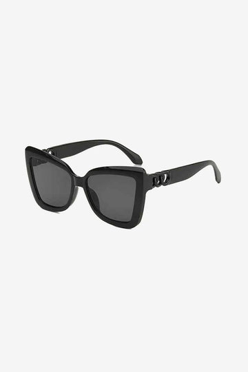 Oversized Cat-Eye Sunglasses with Interlocking Chain Temples – Black - Beige