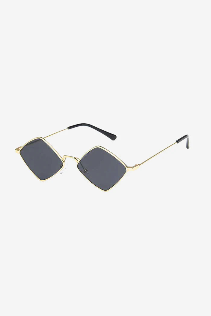 Geometric Diamond-Shaped Sunglasses with Slim Gold Frame – Black - Brown
