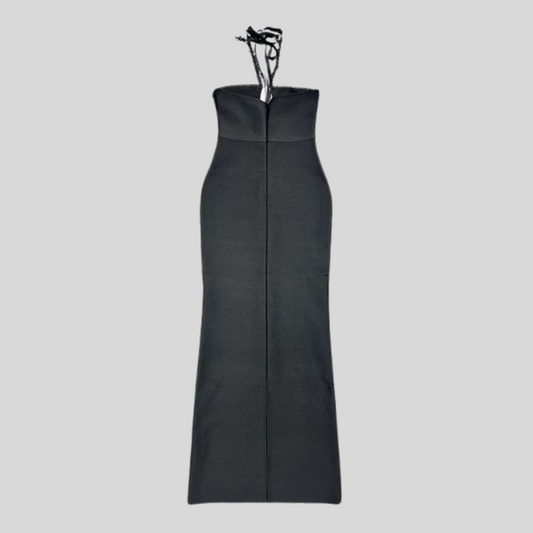 Elegant Diamond Tight Long Bandage Dress - Black