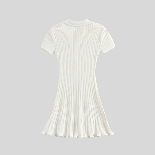 Short Sleeve Diamond Contour Dress - White