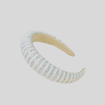 Sparkling Headband With Layered Pearls And Crystal Embellishments - White