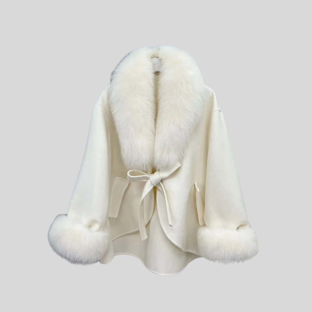 Double-Sided Fox Fur Cashmere Coat - Ivory