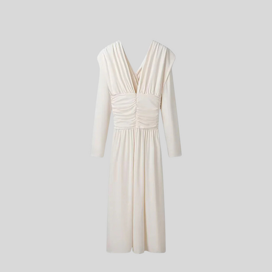 Sophisticated Long Wrap Dress - White