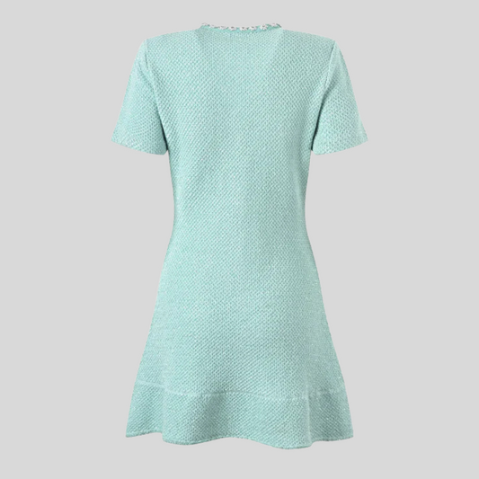 Short Sleeve Mini Dress with Sparkling Diamonds - Mint Green